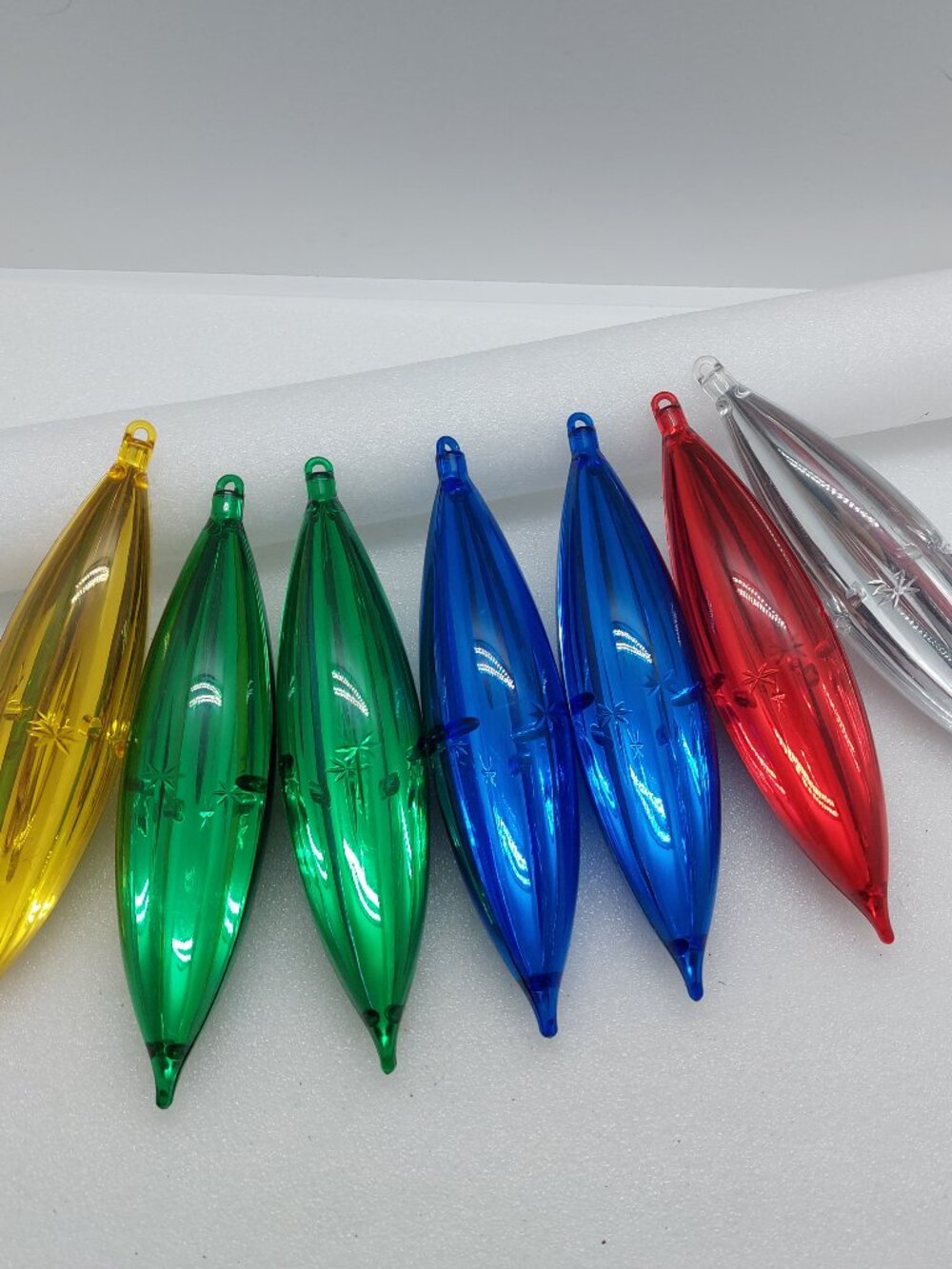 7 Vintage Jewel Brite Plastic Christmas Tree Ornament Icicles